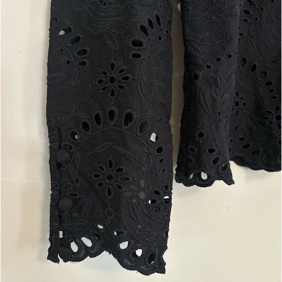 & Other Stories Black Eyelet Puff Sleeve Blouse | Paris Atelier NWT Size 0 (XS) - Picture 4 of 9